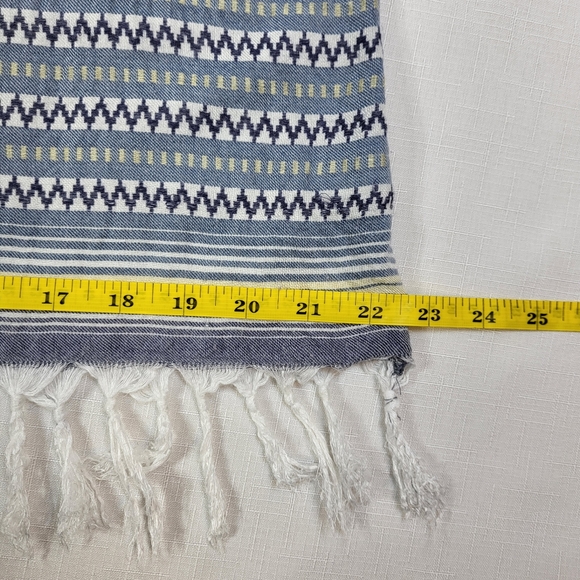 Dylan Sleeveless TOP Blue White Stripe Tunic Womens Size Medium M Fringe Tassels - Picture 7 of 14
